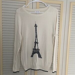 Elle Ivory Sweatshirt with Black Eiffel Tower Motif